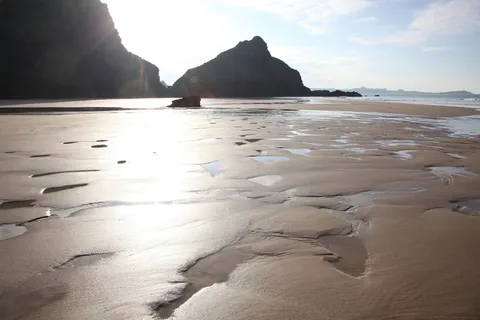 英国、纽基、水门湾、天空、自然之美、水、海、宁静