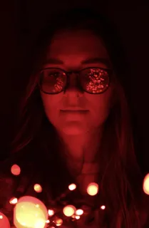 红色，眼镜，guirlandes，fille，女孩，肖像，眼镜，一个人