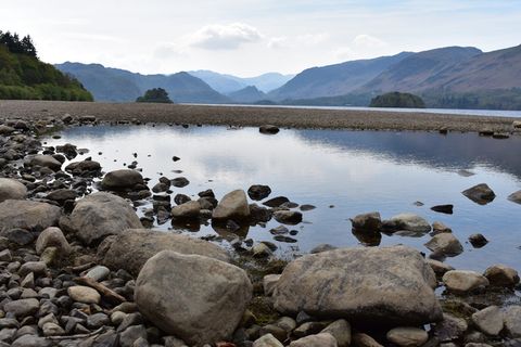 derwentwater，lake，reflection，lake district，岩石，水，山，岩石
