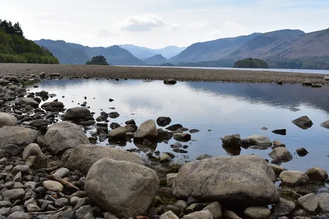 derwentwater，lake，reflection，lake district，岩石，水，山，岩石