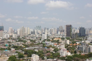 曼谷，城市，大城市，背景，摩天大楼，天际线，亚洲，泰国