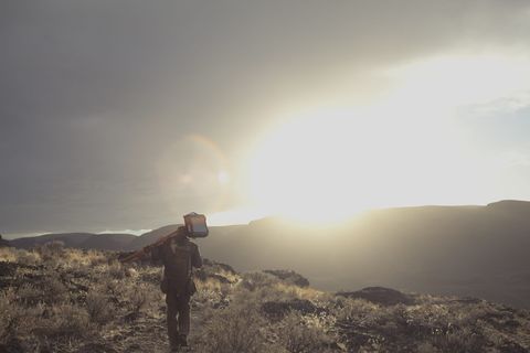 华盛顿东部，大幅面摄影，reis tripod，filson，徒步旅行，日落，单人，天空