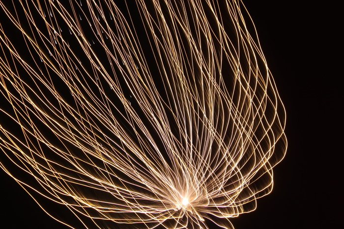 黄色串灯，照明，运动，长时间曝光，模糊运动，发光，夜晚，烟花