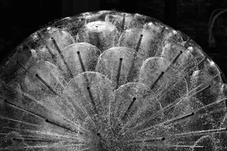 水，室外，喷泉，水景，喷雾，注入，湿，黑白