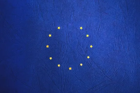 蓝黄圆星印花纺织品