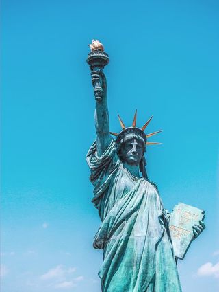 雕像，自由女神像，纽约，蓝色，天空，云朵，女性肖像