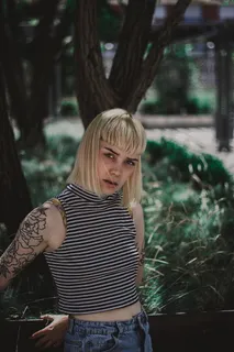 女人，站立，树，绿色，草，女性，肖像，博克