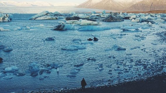 航拍、全景摄影、人物、站立、海岸、身体、水、雪