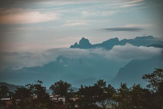 奥地利，拉滕伯格，山，云，天空，树，日落，拉滕伯格