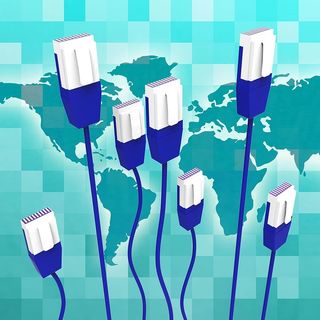 表示全球通信和全球通信的计算机网络