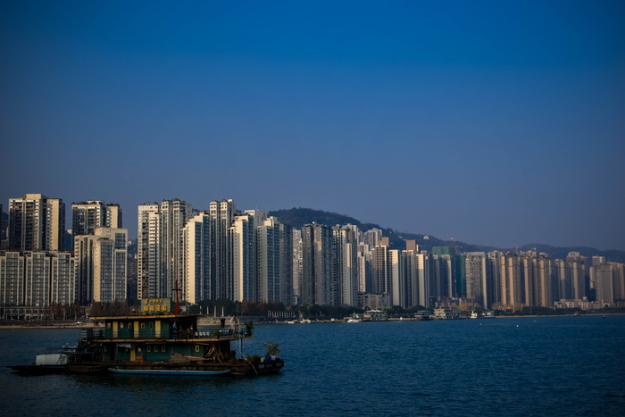 船，建筑，长江，蓝天，平静，河流，舒适，清澈
