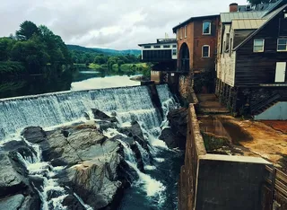 流动，水，建筑，绿色，树木，白天，房子，附近