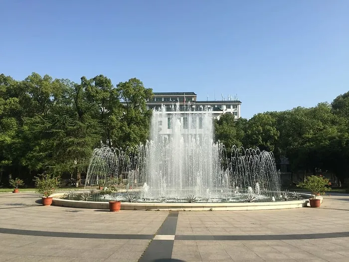 武汉大学华中师范大学树木植物喷泉天空自然