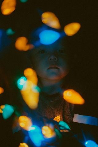 彩色照片，圣诞彩灯