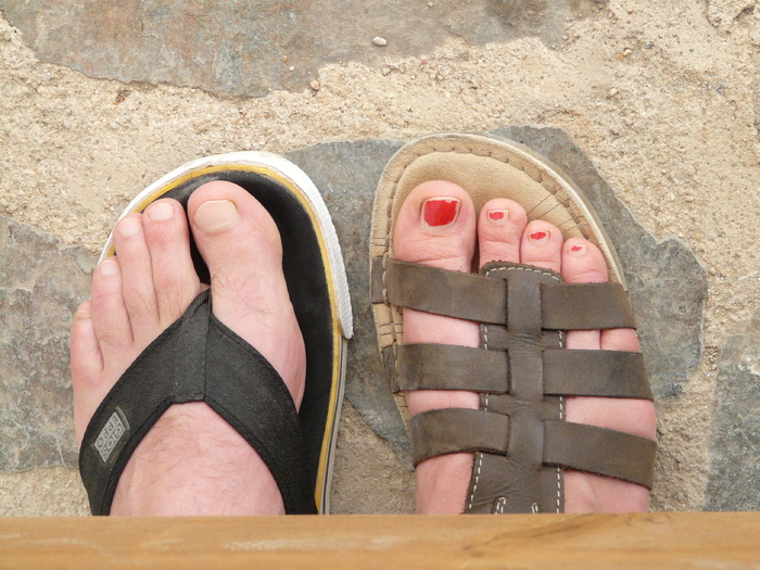 脚，鞋，十，爱，一对，情侣，凉鞋，人字拖