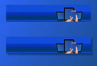 手持智能手机、电脑、智能手机、在线、数字、横幅、标题、数据的人