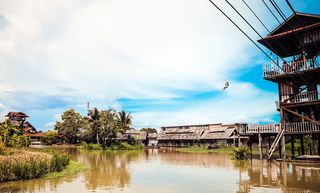 绳索摇摆，游戏，冒险，场景，建筑，建筑结构，云天，水