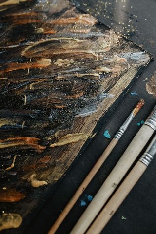 用毛笔和丙烯画作画