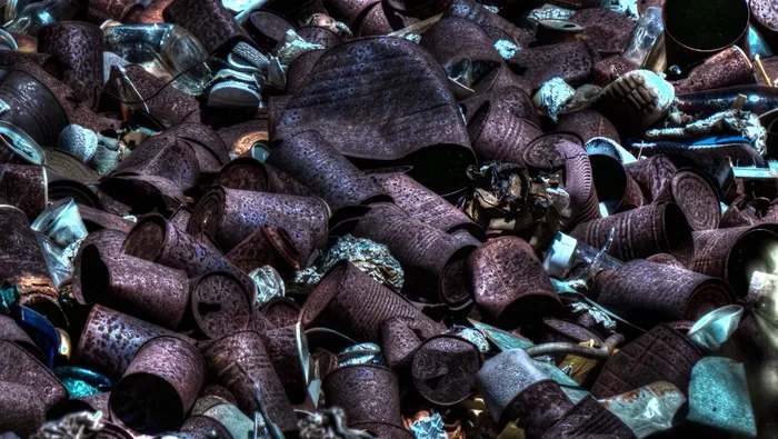 锡罐，易拉罐，金属，锡，垃圾，堆，堆，葡萄酒