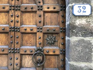 门，木，编号，圆形，钉子，32，敲门，星形