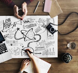 目的地，旅程，笔记本电脑，躺着，地图，地点，顶视图，旅行