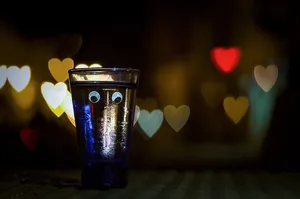 夜，背景，黑暗，美好，波基，水，玻璃，心