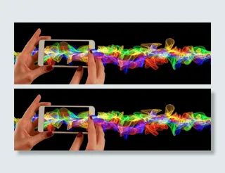 智能手机、拍照、彩色、线条、手机、手、颗粒