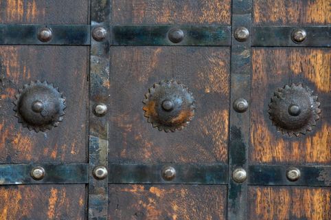 木材、金属、生锈、配件、门、实心、全框架、背景