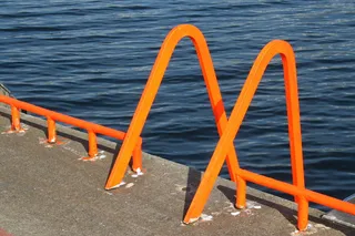 港口，橙色，头，鼹鼠，码头，水，新涂，油漆