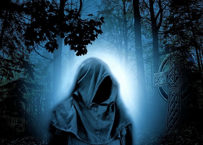 收割者，Tomb数字墙纸，森林，魔术师，夜晚，气氛，童话，秘密