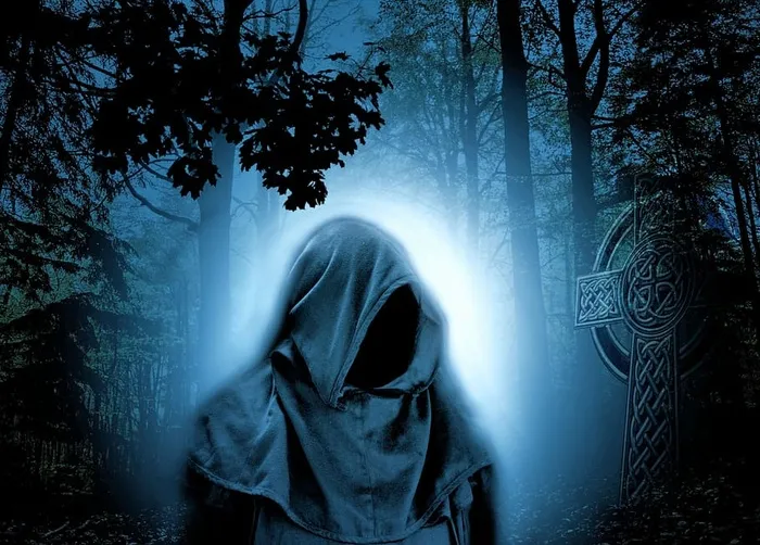 收割者，Tomb数字墙纸，森林，魔术师，夜晚，气氛，童话，秘密