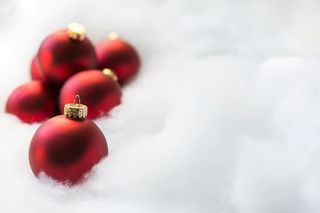 白雪照片上的红色装饰