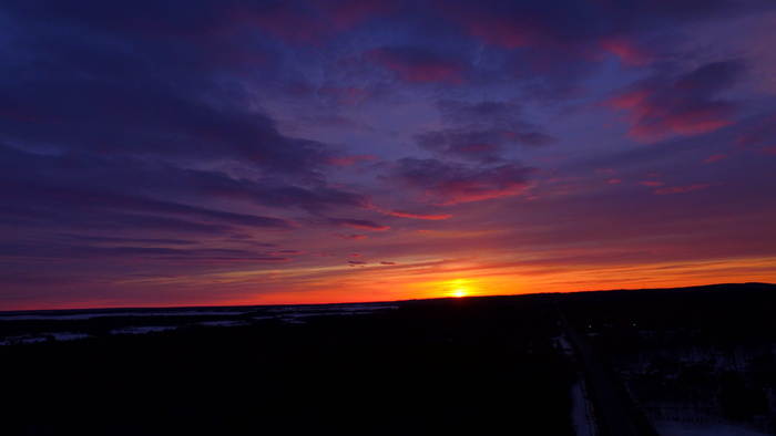 加拿大，拉舒特，日落，冬天，无人机，天空，云天，风景-自然