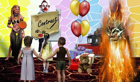 欺骗、儿童、虚假、欺诈、恶魔、愚弄、神秘、切换和诱饵