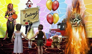 欺骗、儿童、虚假、欺诈、恶魔、愚弄、神秘、切换和诱饵