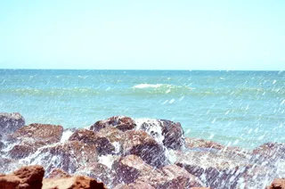 海，岩石，蓝色，海滩，微风，热量，水，天空