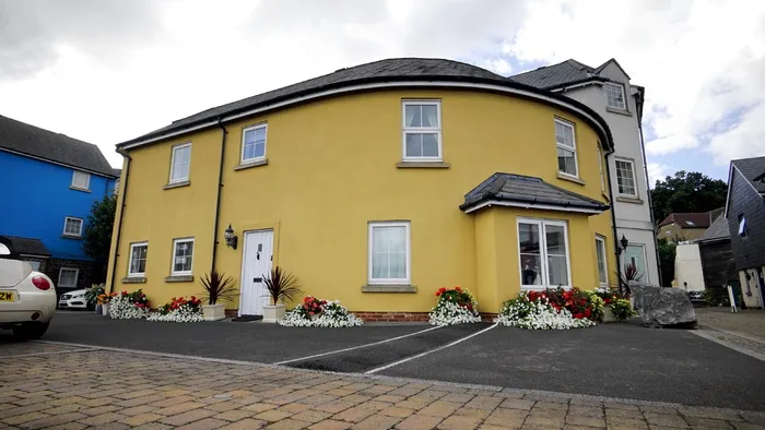 房屋, 街道, 鲜花, 蓝色, 体系结构, 住宅, 房地产, 外观