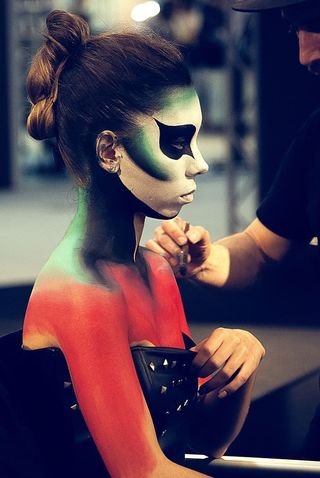 expocosmética、女性、人体彩绘、展示、模特、真人、时尚、关注前景