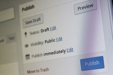蓝色、发布、按钮截图、cms、wordpress、内容管理系统、编辑、内容