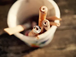 画笔，染料，画家，木质材料，旧，无人，特写，白天