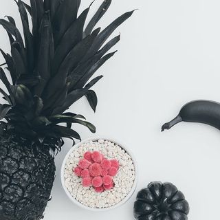 黑色、菠萝、碗、燕麦、南瓜、水果、蔬菜