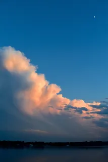 日落、云朵、蓬松、月亮、自然、天空、风景、光线 日落、云朵、蓬松、月亮、自然、天空、风景、光线