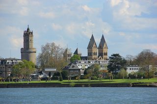 城市，城堡，缰绳，春天，波恩，教堂，海滩，建筑结构