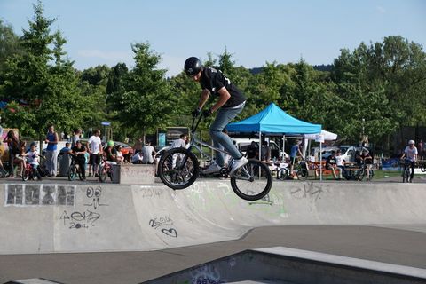 bmx、自行车、驾驶、跳跃、乐趣、欢乐、极端、男孩