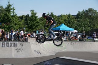 bmx、自行车、驾驶、跳跃、乐趣、欢乐、极端、男孩