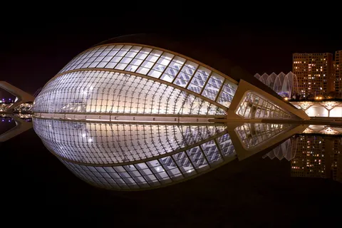 巴伦西亚, 西班牙, 湖, 镜子, 夜, 光, 照明, 建筑结构