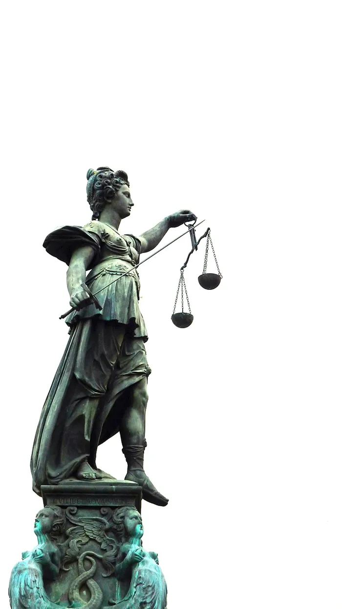 人，手持，缩放雕像，晴朗，天空，正义，权利，正义，案例