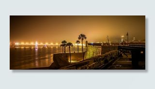 水体附近城市景观的航空摄影