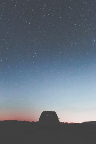 车上的银河，轮廓，车，蓝色，星空，夜晚，夜空，星星