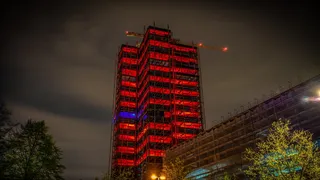 steglitzer kreisel，康复，现代化，现场，夜晚，夜晚，灯光，照明